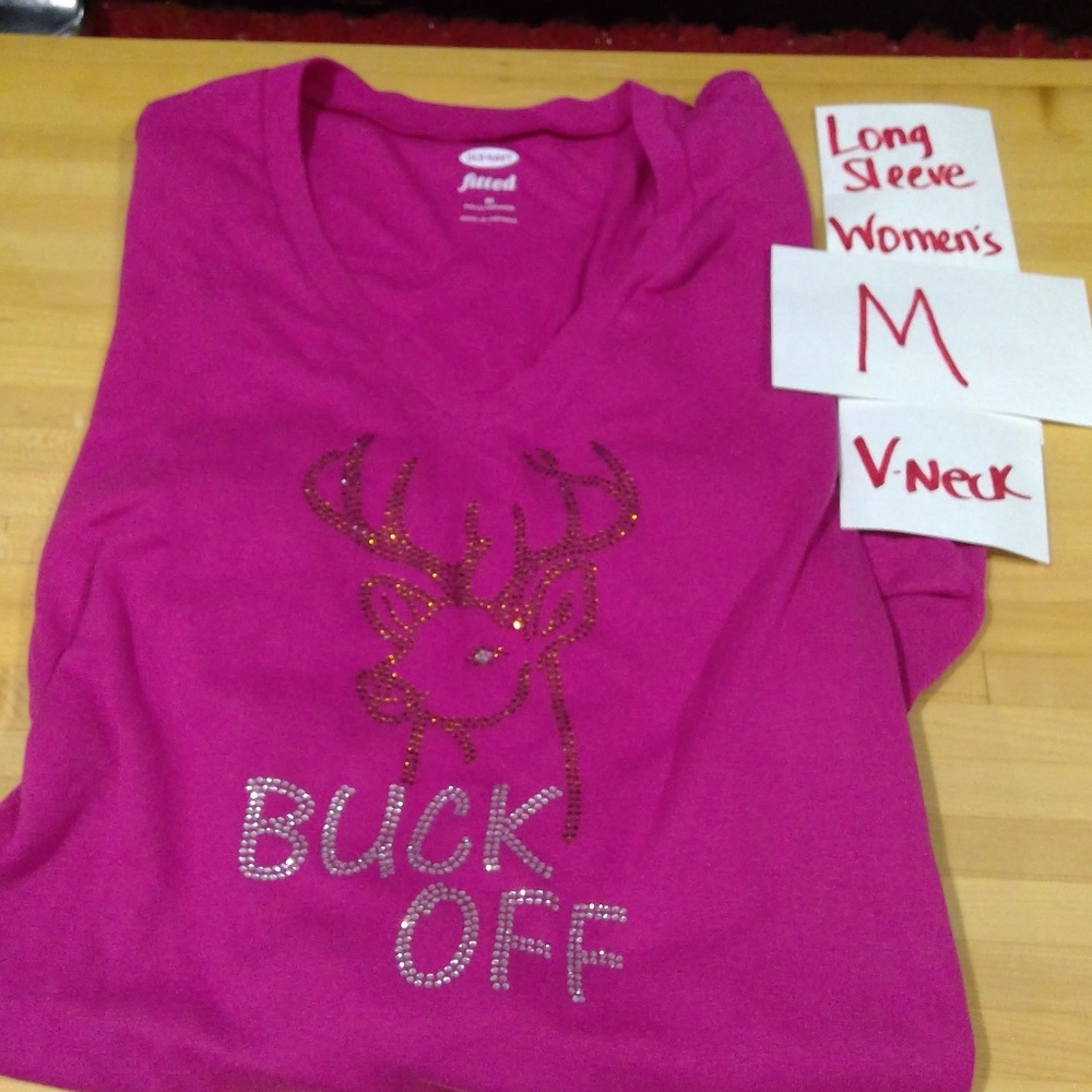 Hot pink Buck Off bling shirt